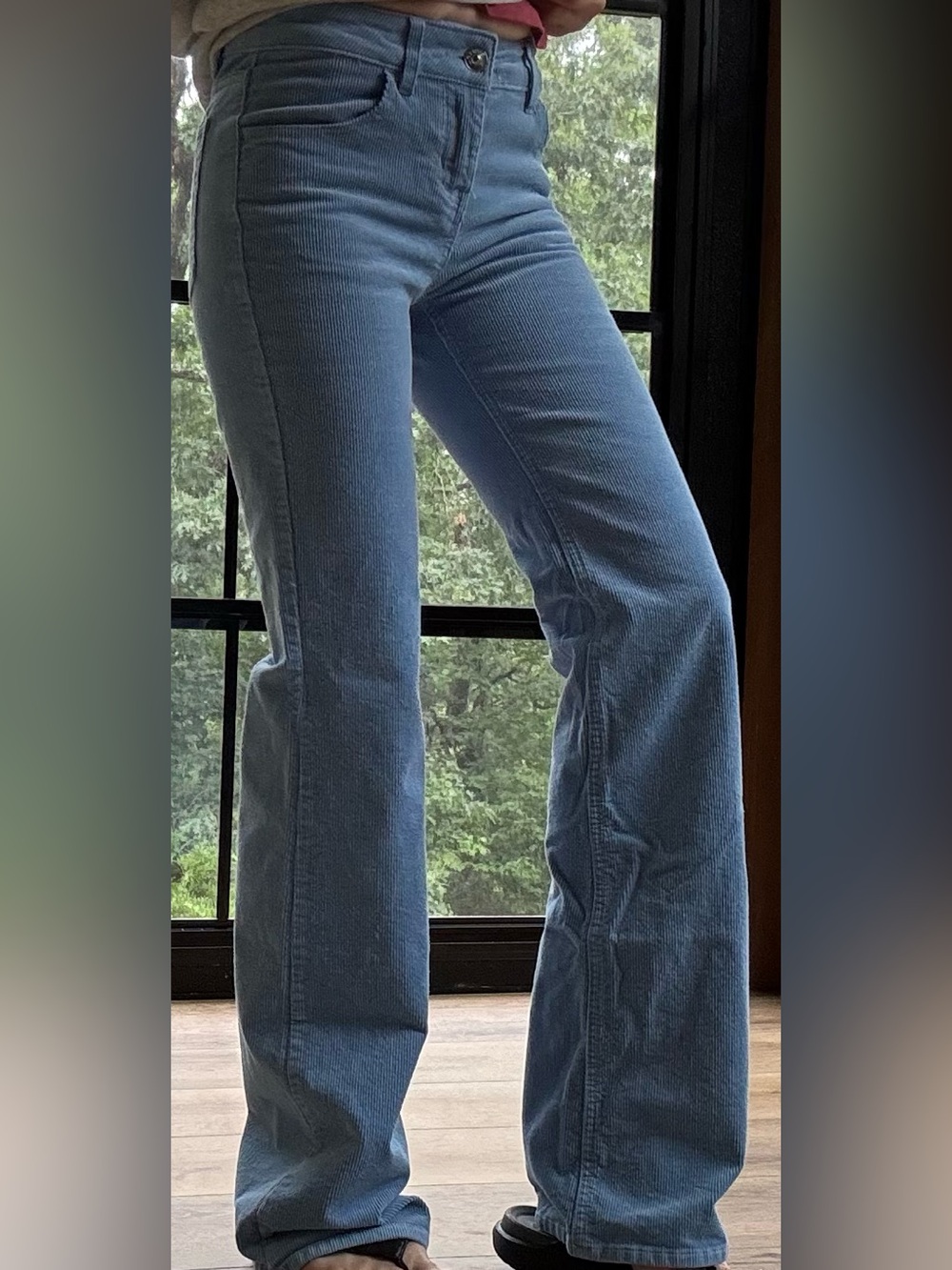 H&M Divided Baby Blue Corduroy Flare Pants Y2K Low Rise Size 0 25 Waist